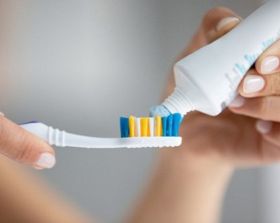 A toothbrush and toothpaste