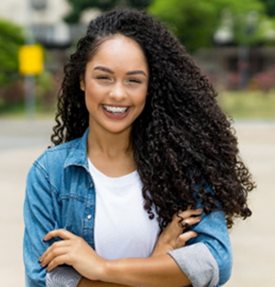 woman smiling with braces in Tucson