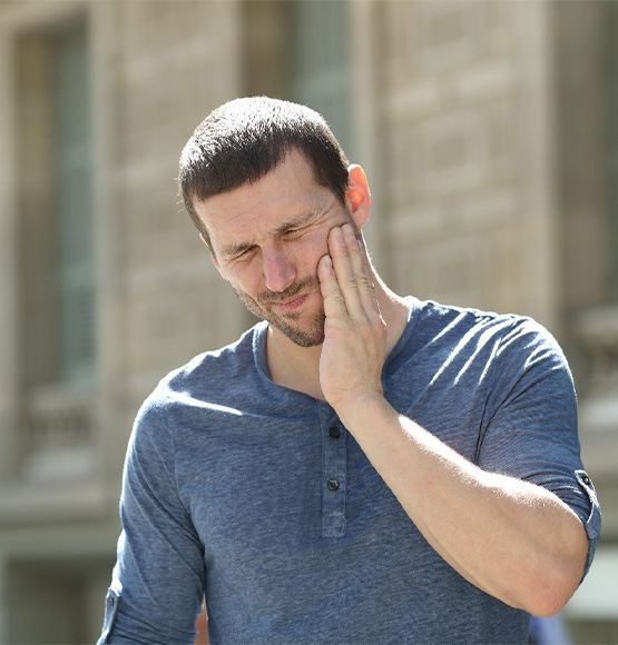 Patient with nitrous oxide dental sedation nose mask in place