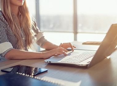 man writing email